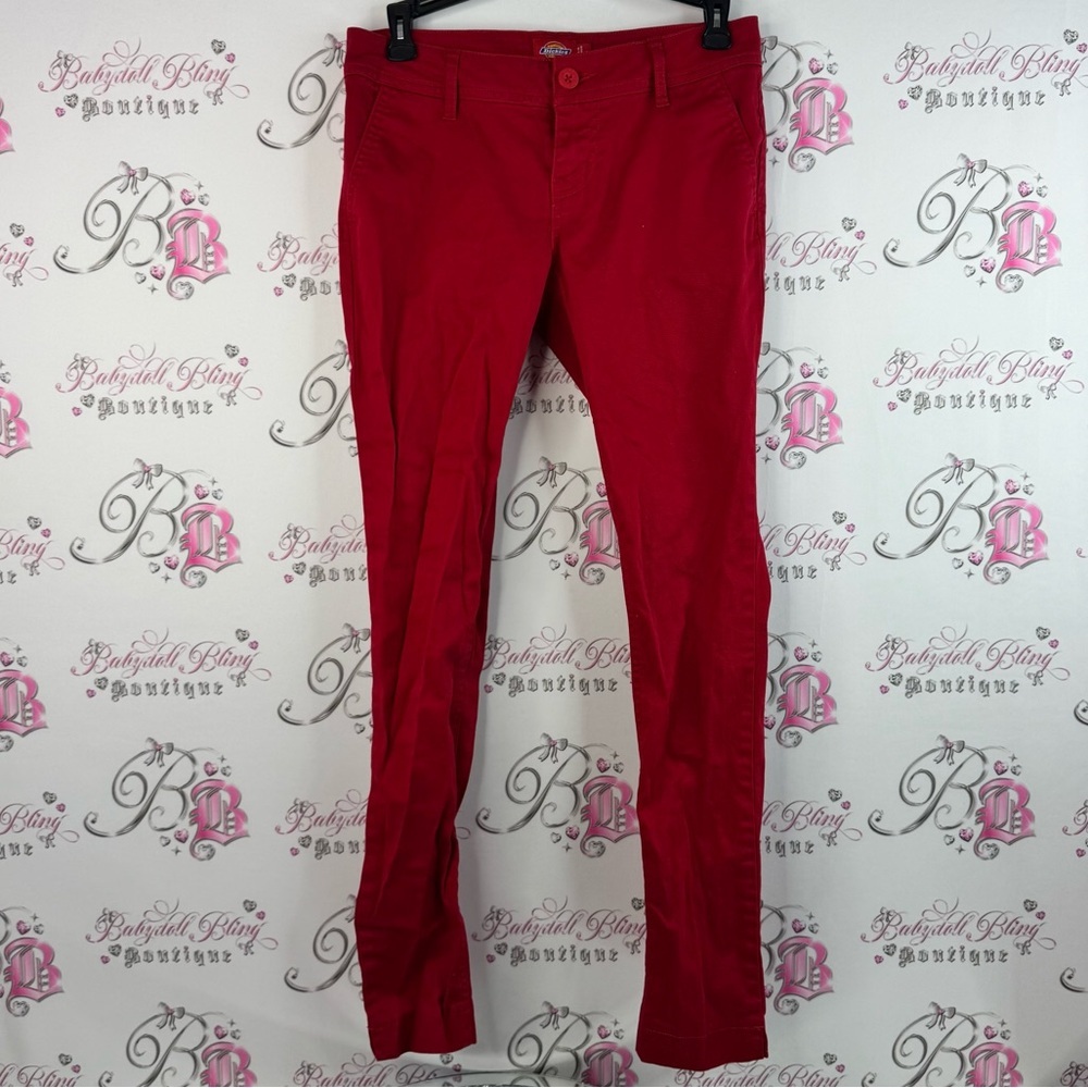 Dickies pants red bright pockets on back logo patch Vibrant Red Apparel